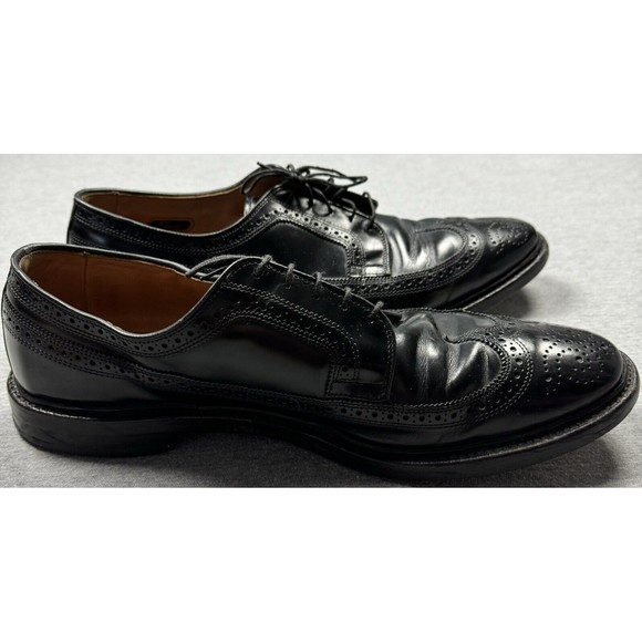 Allen Edmonds MacNeil Shoes Mens 13 Black Leather Long Wing Wingtips 9107 - Picture 9 of 11